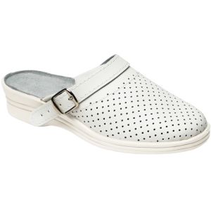 Сабо женские белые, перфорированная кожа