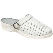 Сабо женские белые, перфорированная кожа